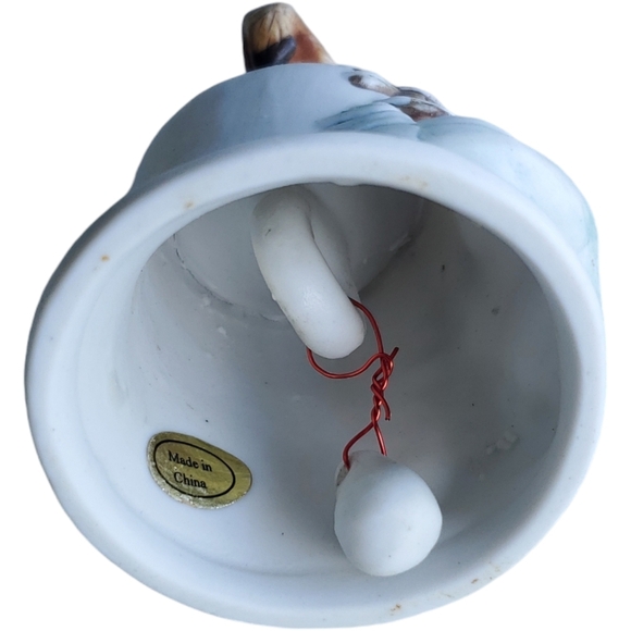 Vintage Christmas Bell With Reindeer And Snow Scene Porcelain Ceramic - Picture 4 of 5